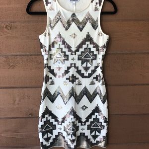 Express white bodycon sequin dress